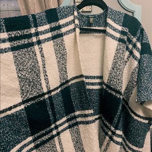 Blue and Cream Plaid Cape